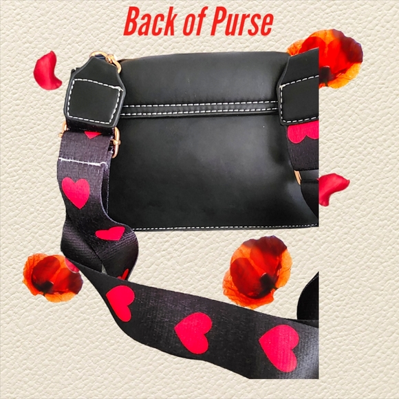 Women's Black and Red Heart-Shaped Design Crossbody Shoulder Bag - Picture 14 of 15